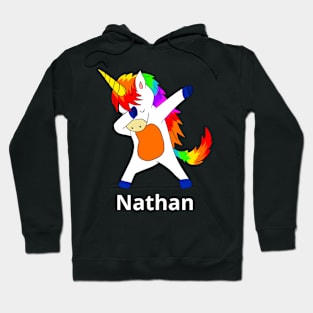 Nathan First Name Personalized Dabbing Unicorn Hoodie